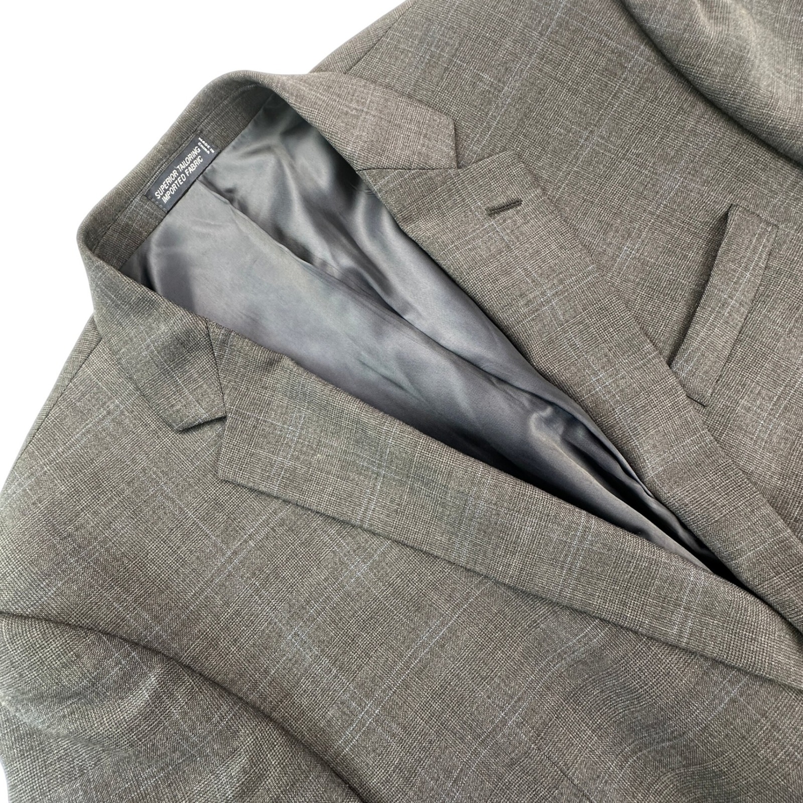 Nautica Mens 44l Sport Coat Blazer Gray Glen Check Blue 100% Wool Two Button